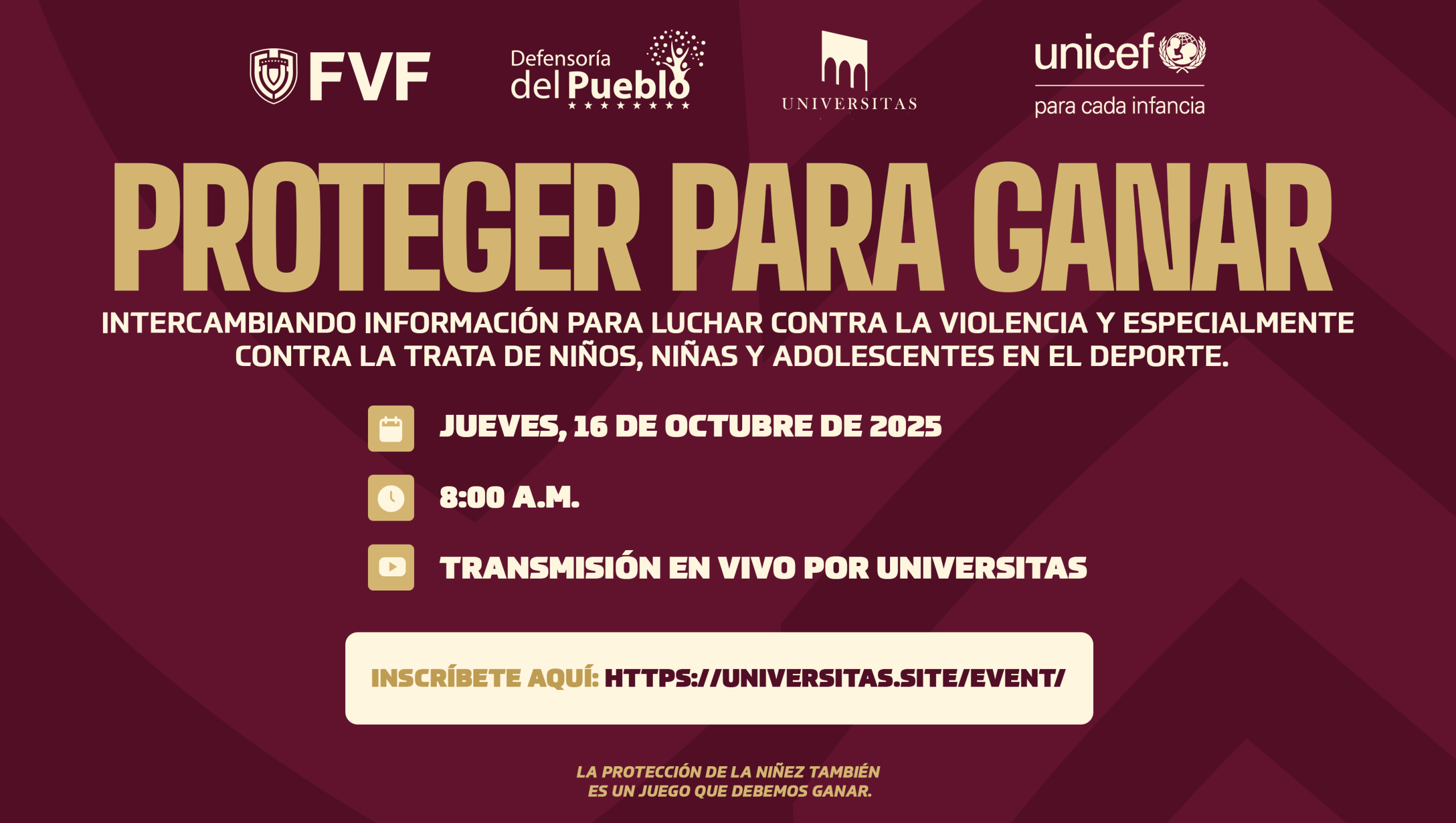 Jornada Proteger para Ganar: Intercambiando información para luchar contra la violencia y especialmente contra la trata de niños, niñas y adolescentes en el deporte
